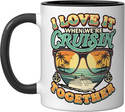 Taza de cerámica para cruceros Cruise Squad color negro y blanco