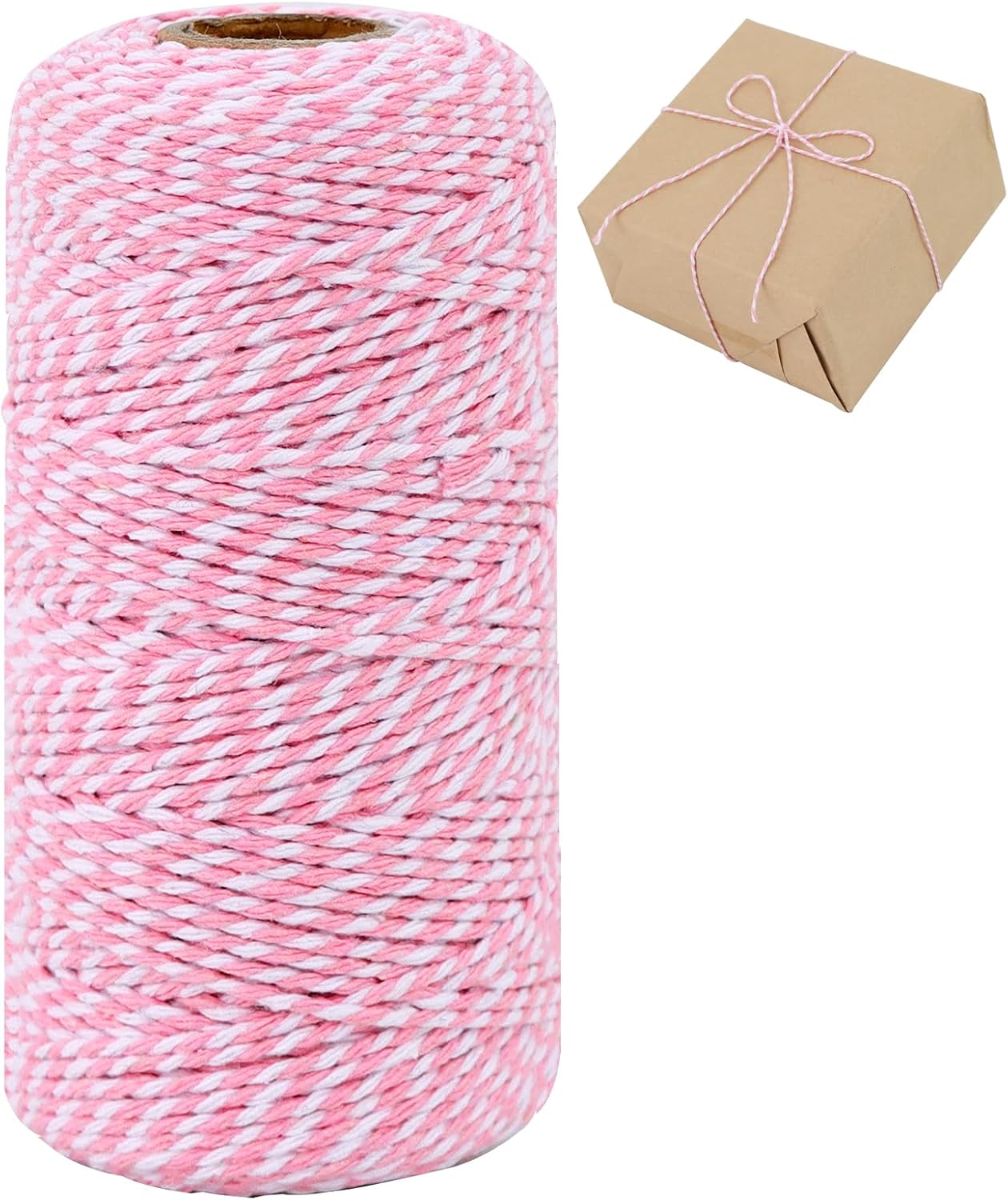 Cuerda algodón rosa y blanco 0.079pulg 110yardas