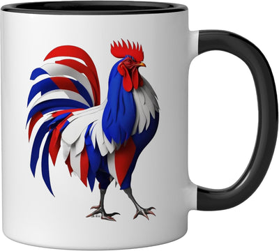 Taza cerámica gallina francesa con colores de la bandera negra/blanca