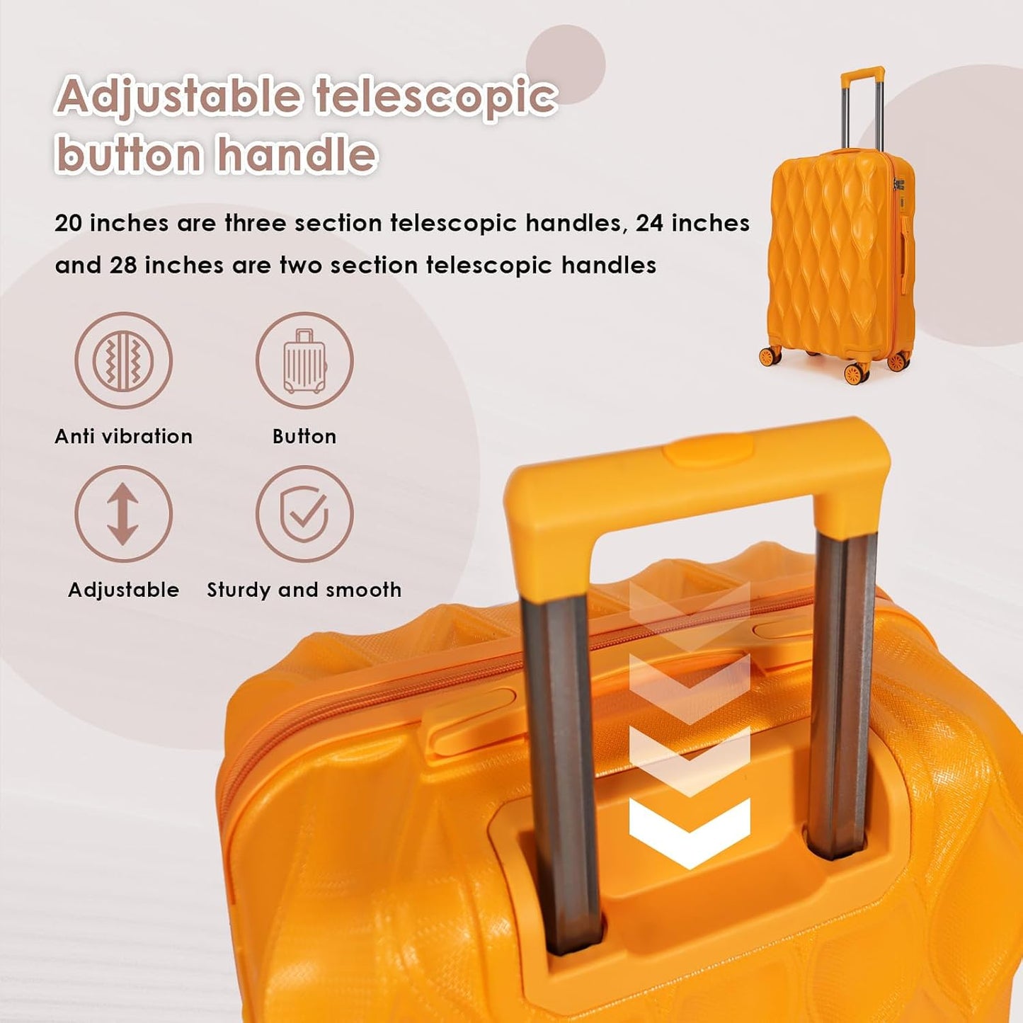 Set 3 equipaje con ruedas 20-28 pulg ligero naranja