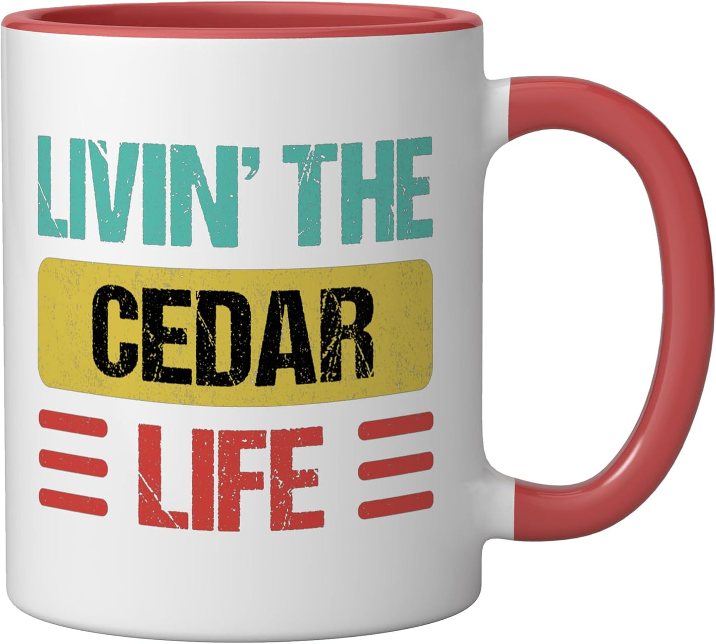 Taza cerámica Cedar Name roja/blanca