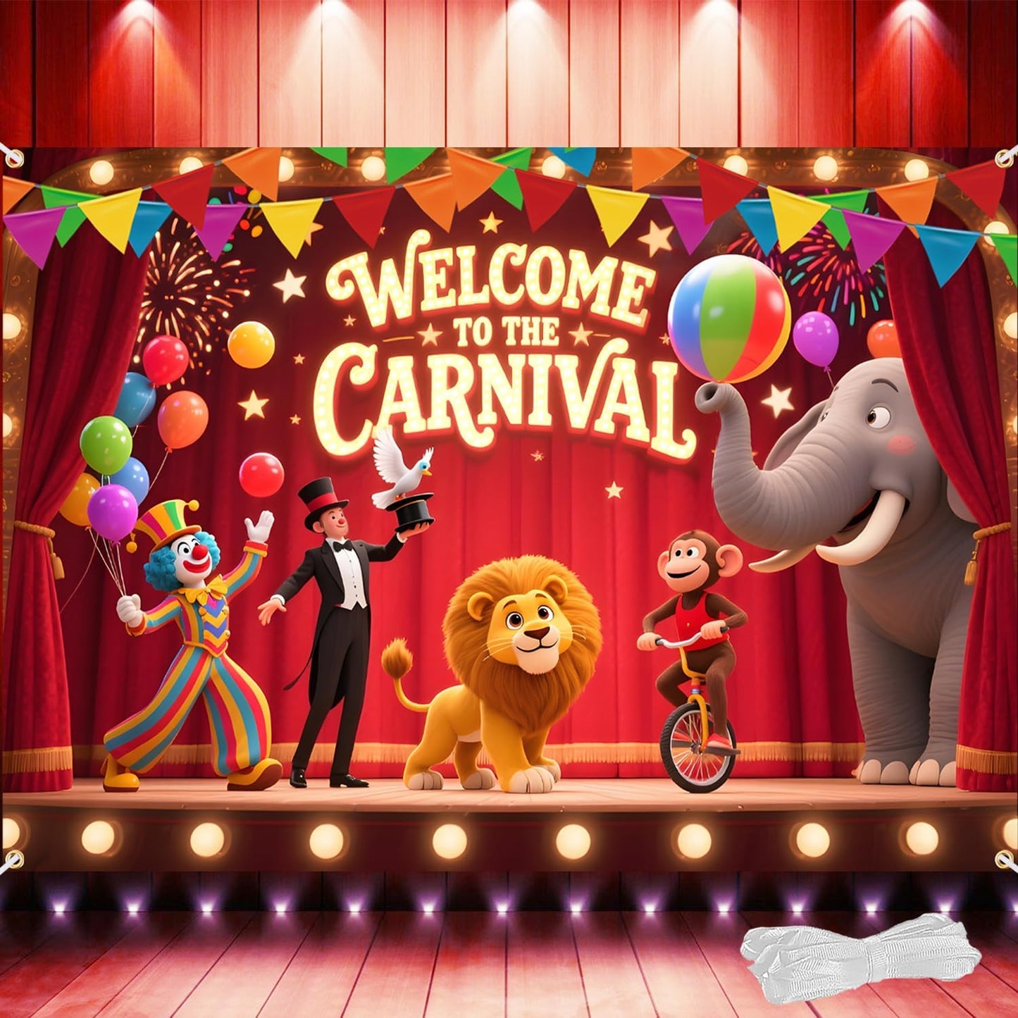 Telón carnaval 82x60pulg doble costura con cinta 19.69ft