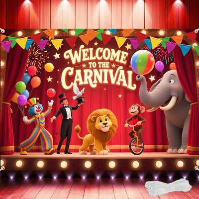 Telón carnaval 82x60pulg doble costura con cinta 19.69ft