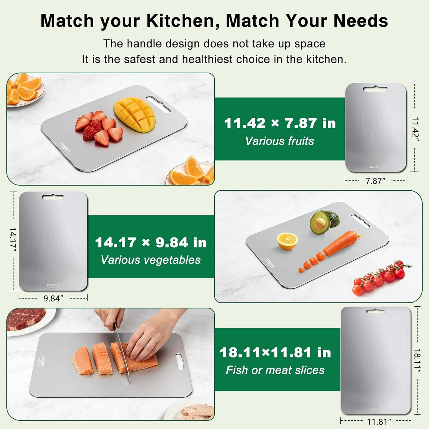 Set 3 Tablas Cortar Titanio Grado Alimenticio Doble Cara