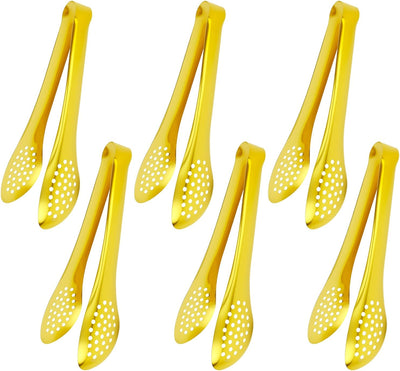 Pinzas doradas de acero inoxidable para servir 7 pulgadas