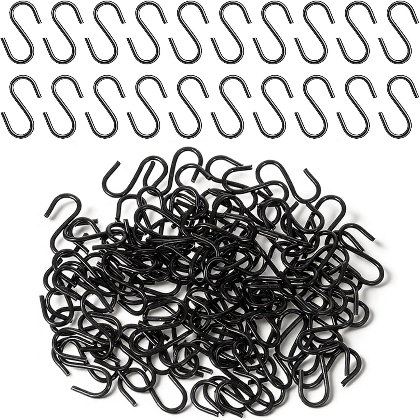 100 Ganchos en S Acero Inox 0.6pulg Negros