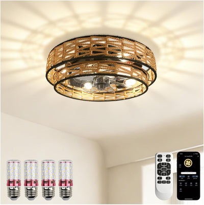 Ventilador techo enjaulado 20pulg control remoto luz 3 colores