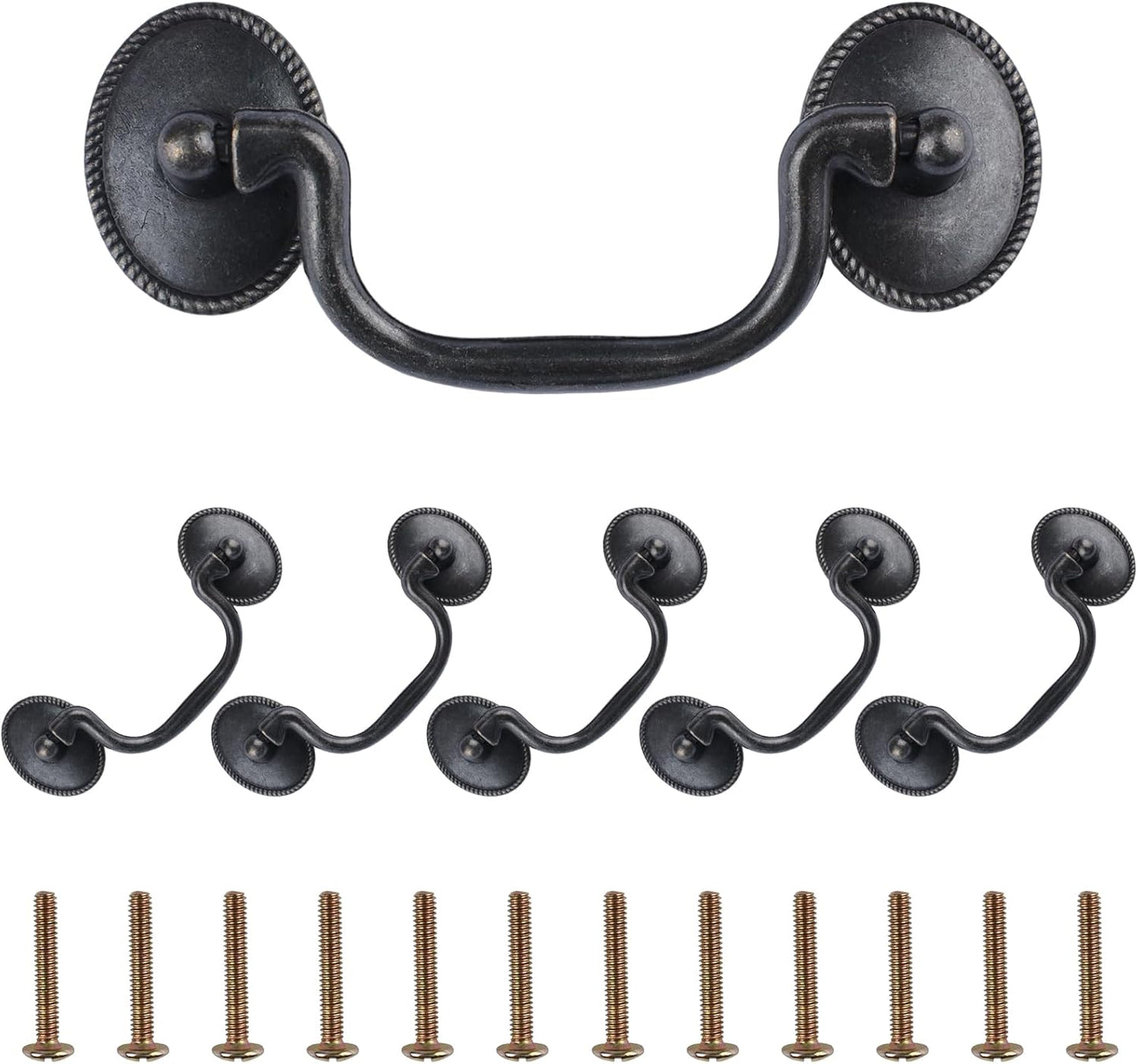 6 Tiradores Manija Fianza 3.307pulg Antiguos Cajones Muebles Negro