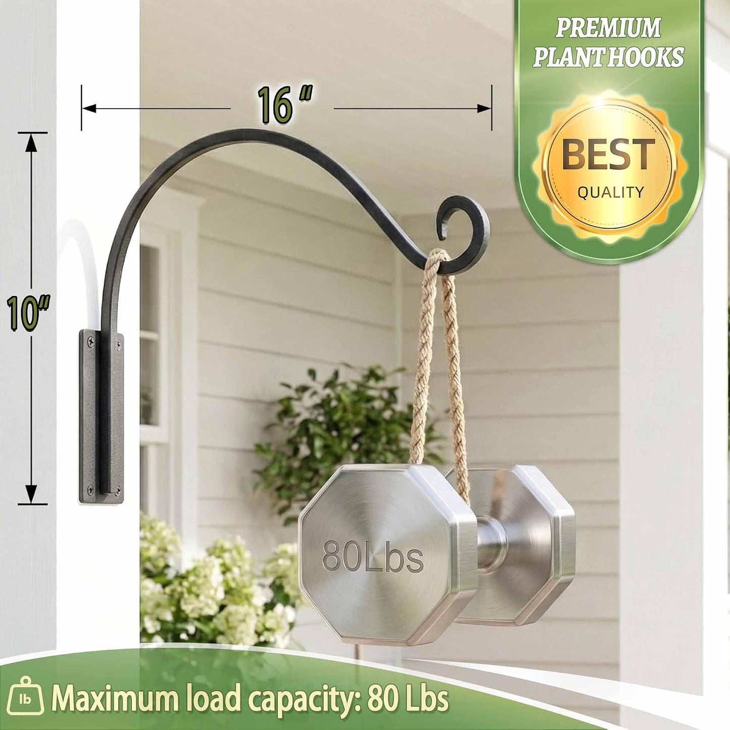 Soporte para plantas colgantes forjado 16pulg negro 80lb