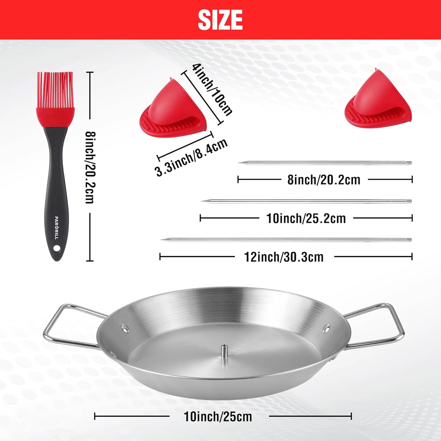 Brocheta acero inox shawarma 8-12pulg con cepillo