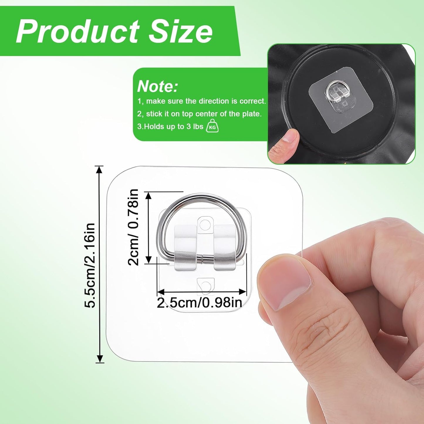 20 Ganchos Adhesivos para Placas de Pared 2.16pulg