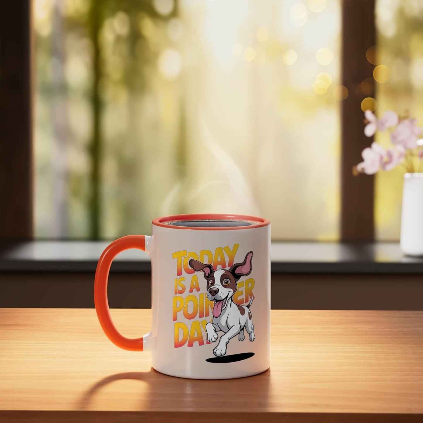 Taza Cerámica Perro Pointer Día Cartel Orange/Blanco