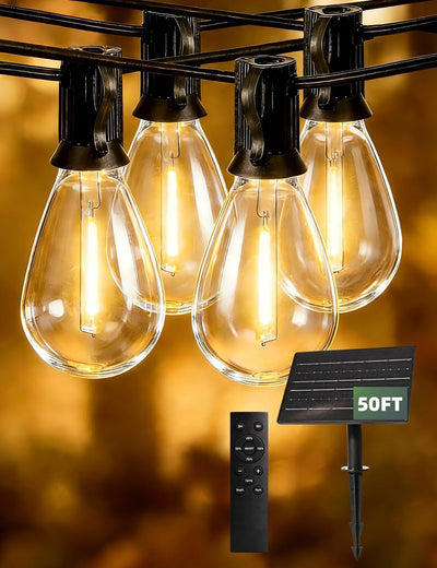 Cadena luz LED 50ft control remoto exterior patio jardín