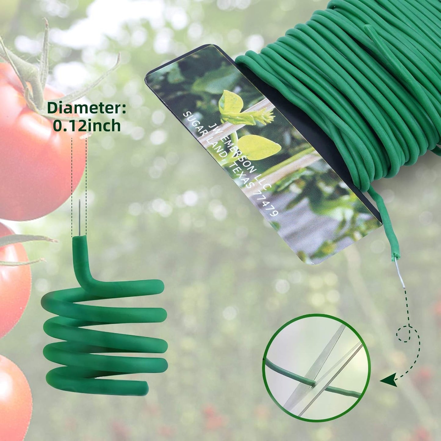 Corbata flexible para jardín alambre verde plantas enredaderas