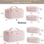 Bolsa maquillaje viaje 3 pzas L rosa con divisor transparente