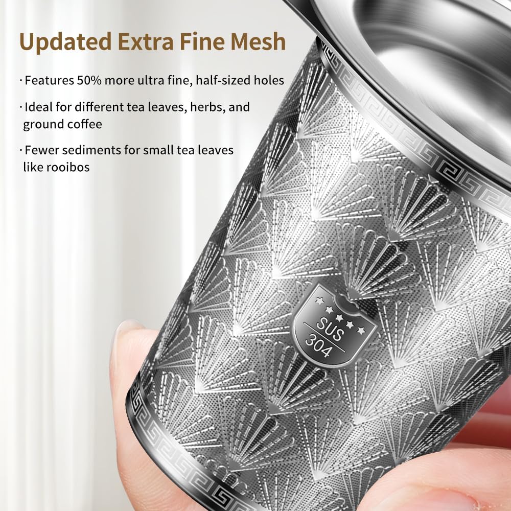 Infusor de té de acero inoxidable 18/8 extra fino con asas dobles