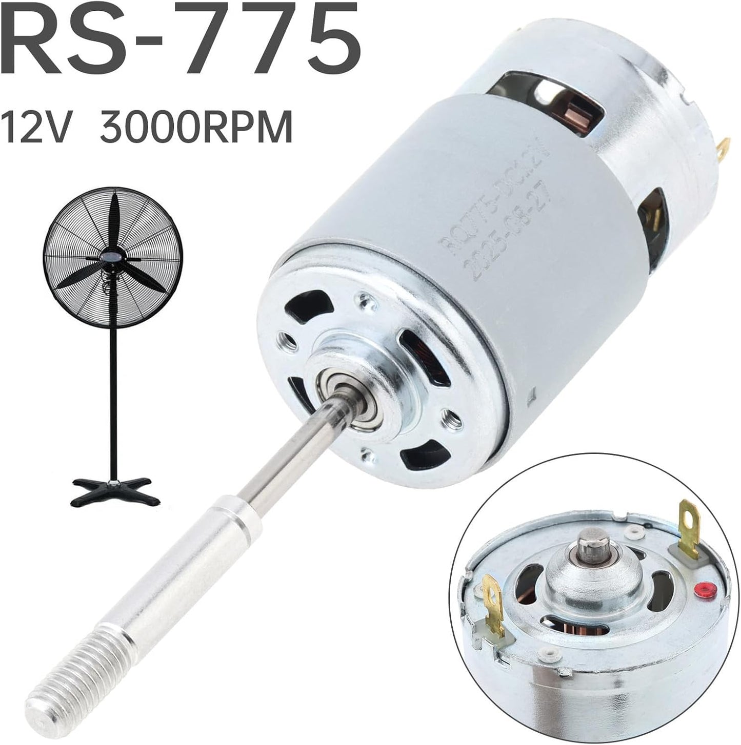 Motor CC Ventilador RS775 12V 3000RPM Eje Largo Repuesto