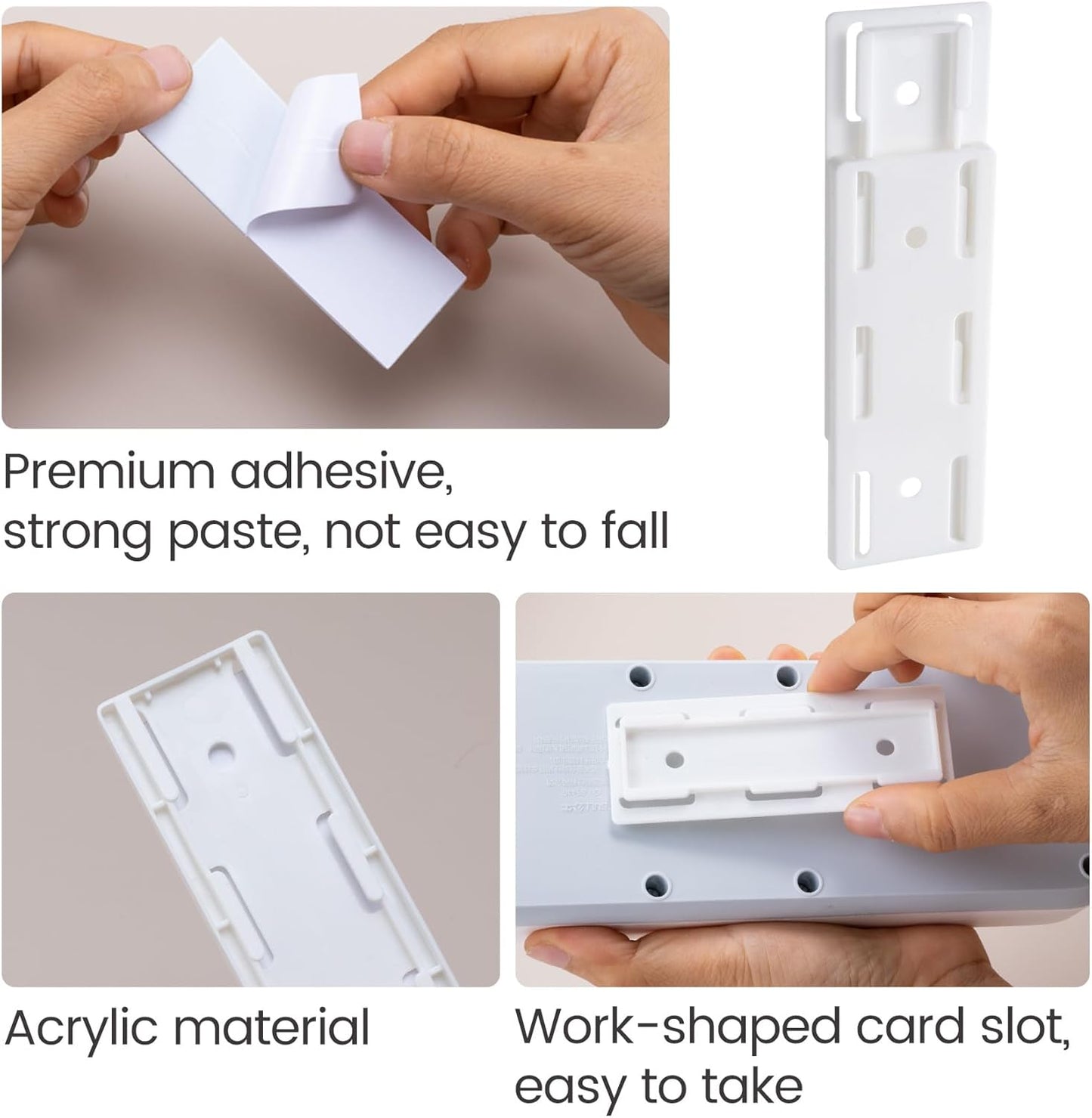 Soportes autoadhesivos para regleta 12 pzas blanco