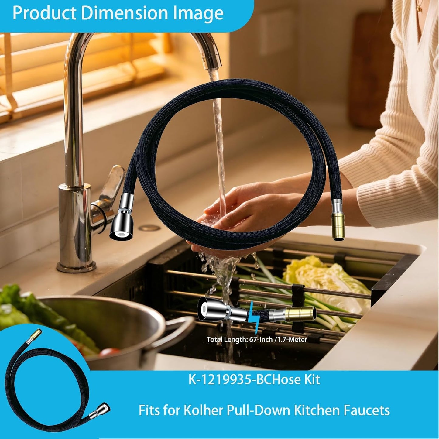 Kit manguera comp Kohler 67pulg cromo