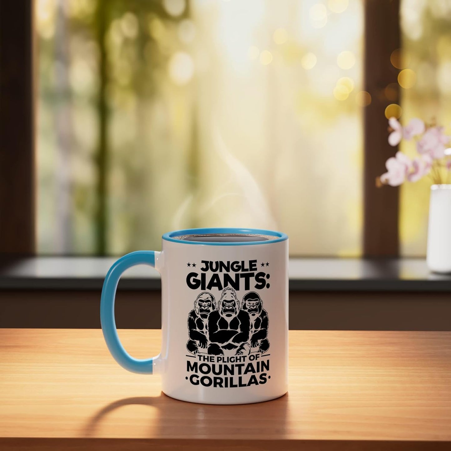 Taza Cerámica Derechos Animales Gorila Azul/Blanco