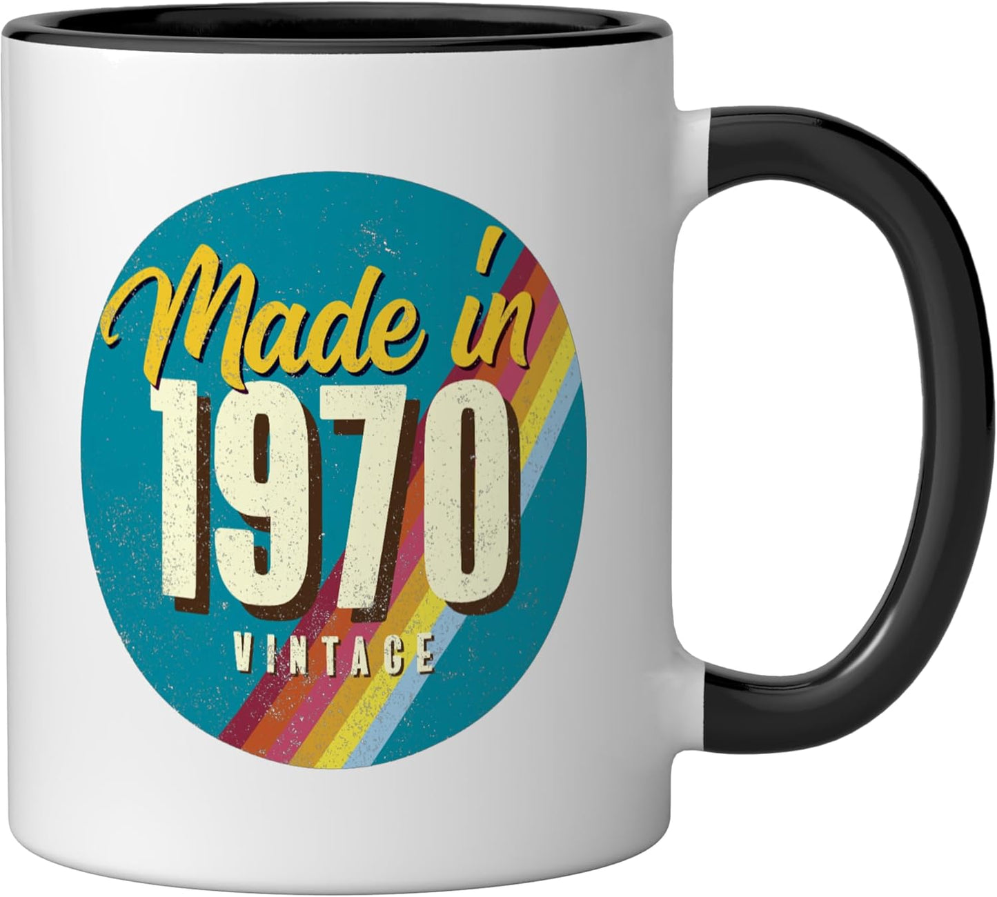 Taza Cerámica Estilo 70s Negro/Blanco