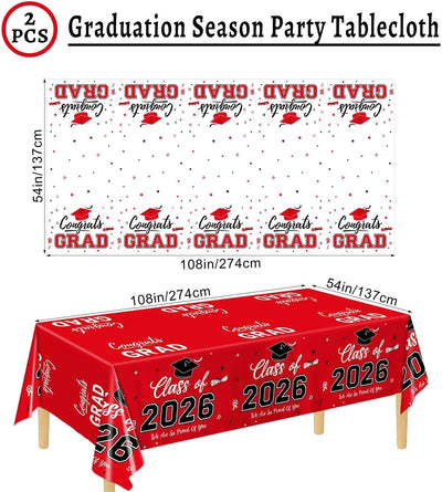Mantel plastico rojo para graduacion 2026 paquete de 2