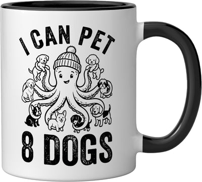 Taza cerámica de octopos amante de perros negro/blanco
