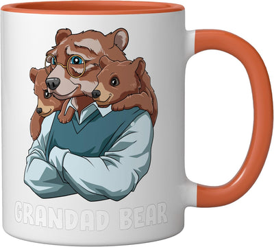 Taza de cerámica abuelo y nieto oso naranja/blanco