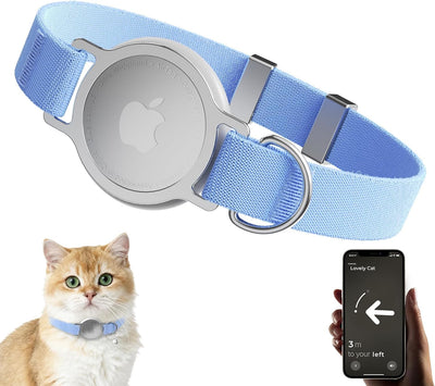 Collar AirTag para gatos elástico ajustable resistente arañazos