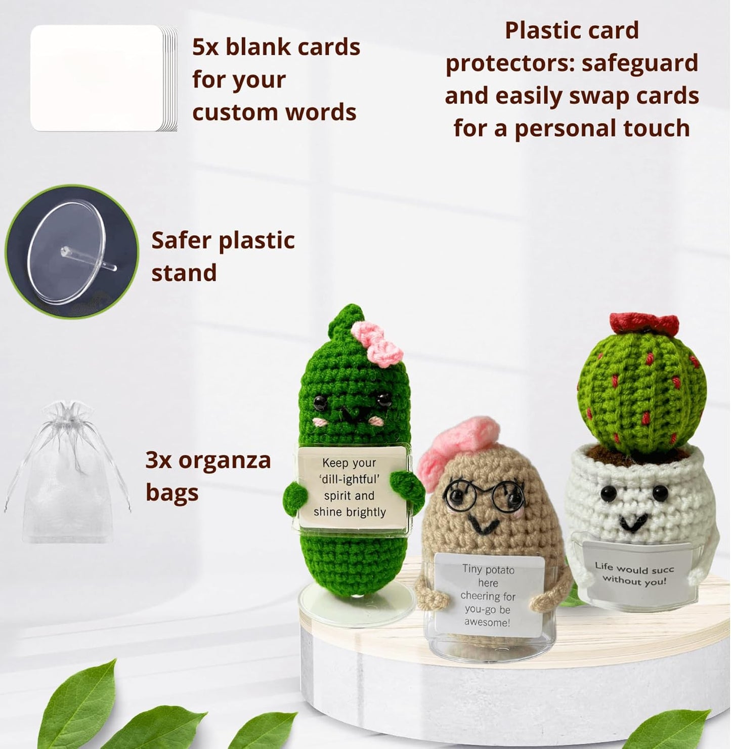 Escultura crochet pepino soporte regalo navidad
