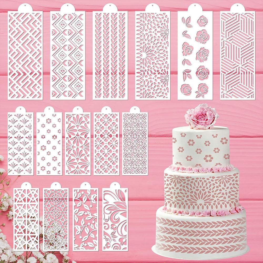 15 plantillas de galletas con diseños de rosas y ladrillos para decorar pasteles