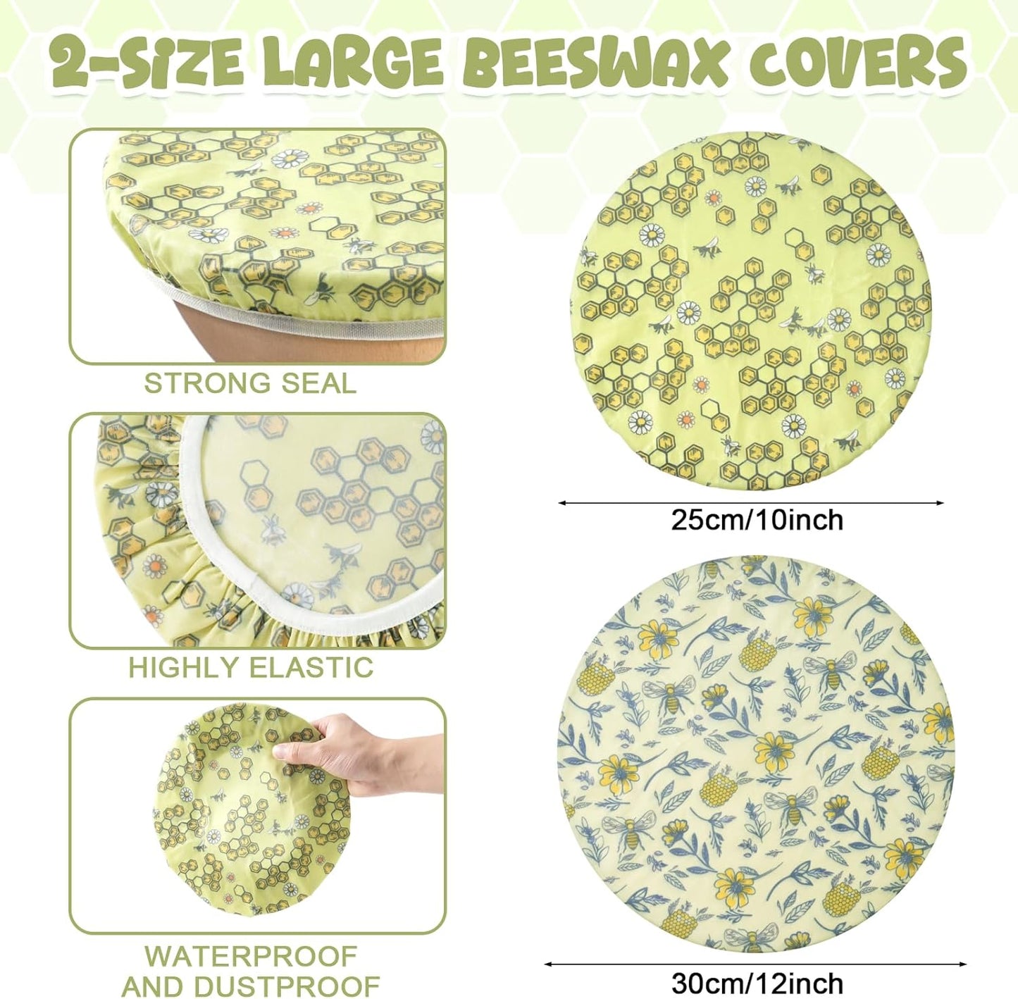 2 fundas reutilizables cera abeja 10/12pulg para pan masa madre