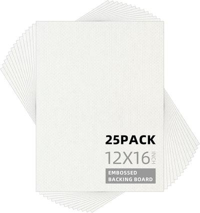 25 Tableros Respaldo Relieve 12x16pulg Blanco Sin Ácidos