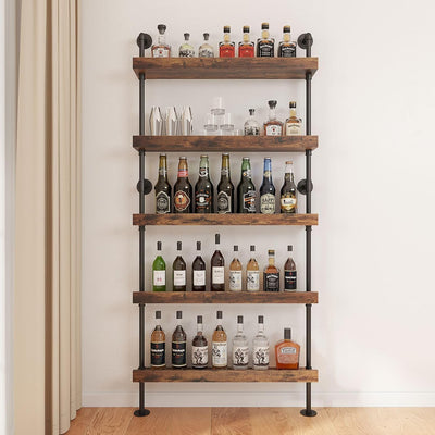 Estante de vino 5 niveles tubería para pared bar