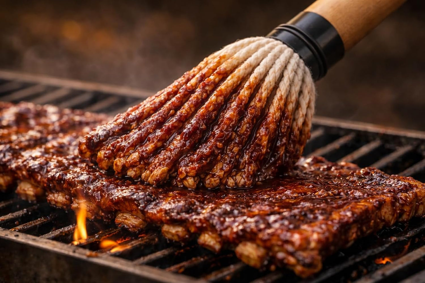 Cepillo barbacoa 4 cabezales algodón madera 18pulg