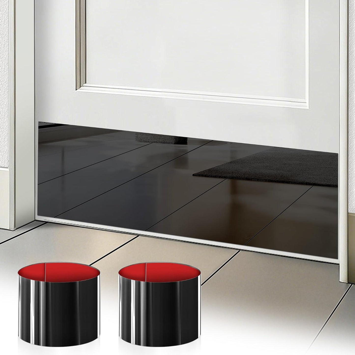 2 Pzas Espejo Acero Inox 8x34pulg Autoadhesivo Puerta