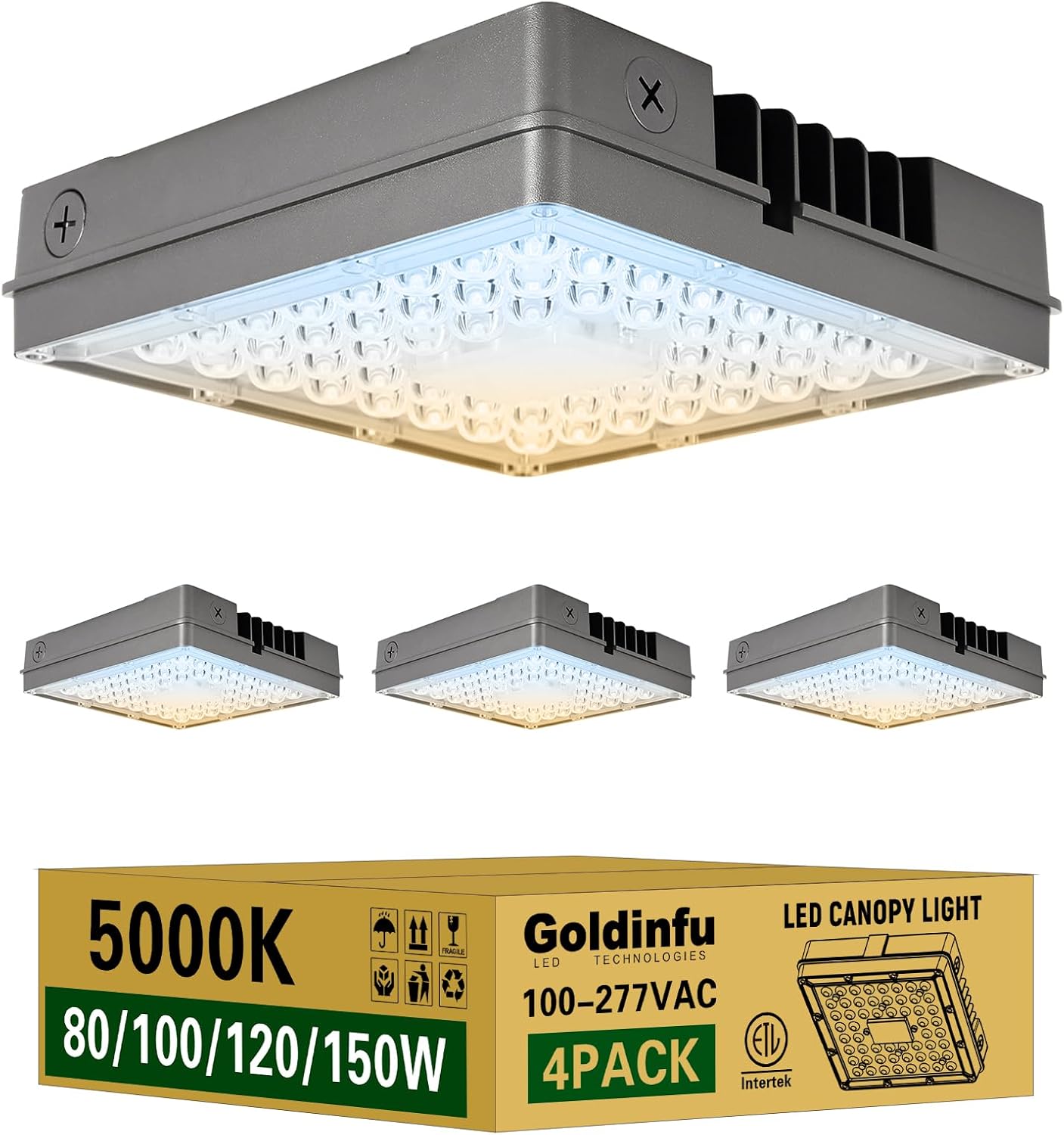 4 Luces LED Comerciales 150W IP65 Impermeables Exteriores