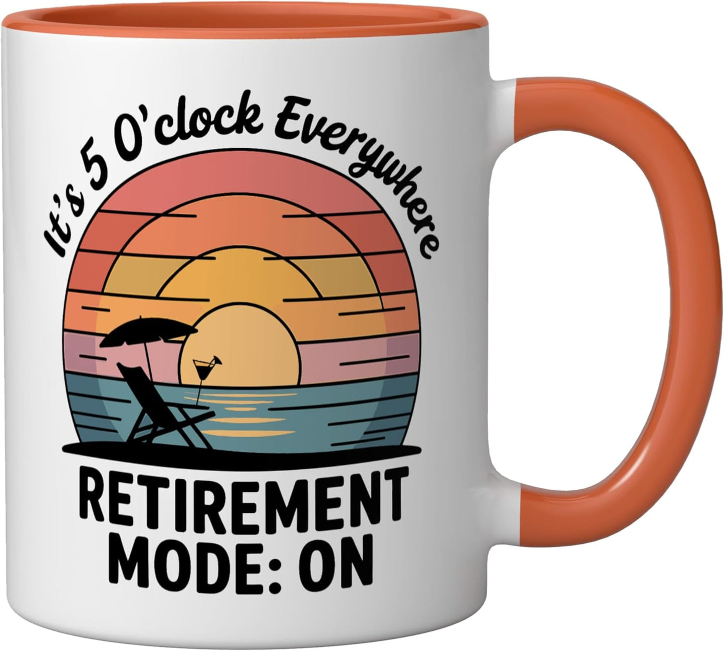 Taza cerámica para vacaciones en modo retiro, naranja/blanco