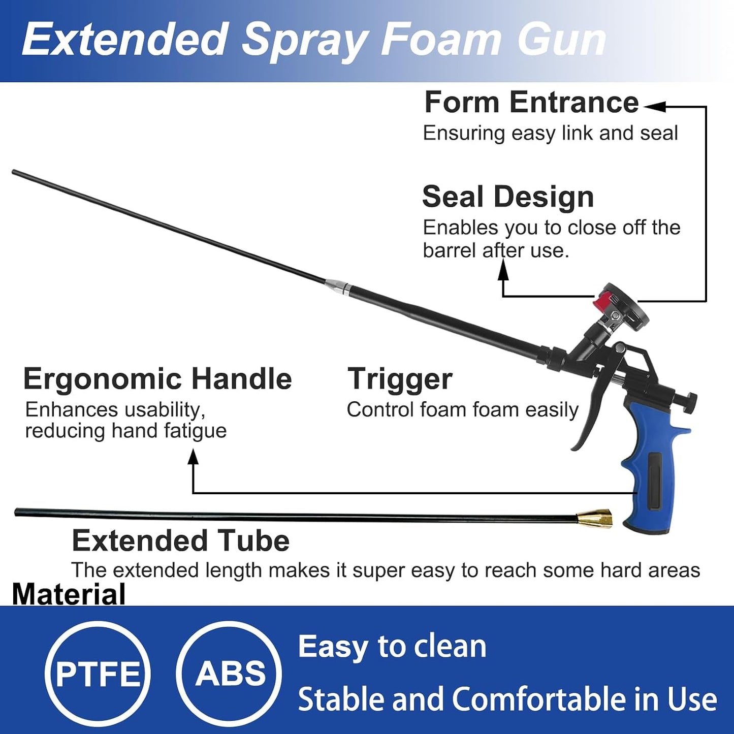 Pistola espuma aerosol desmontable 25pulg azul