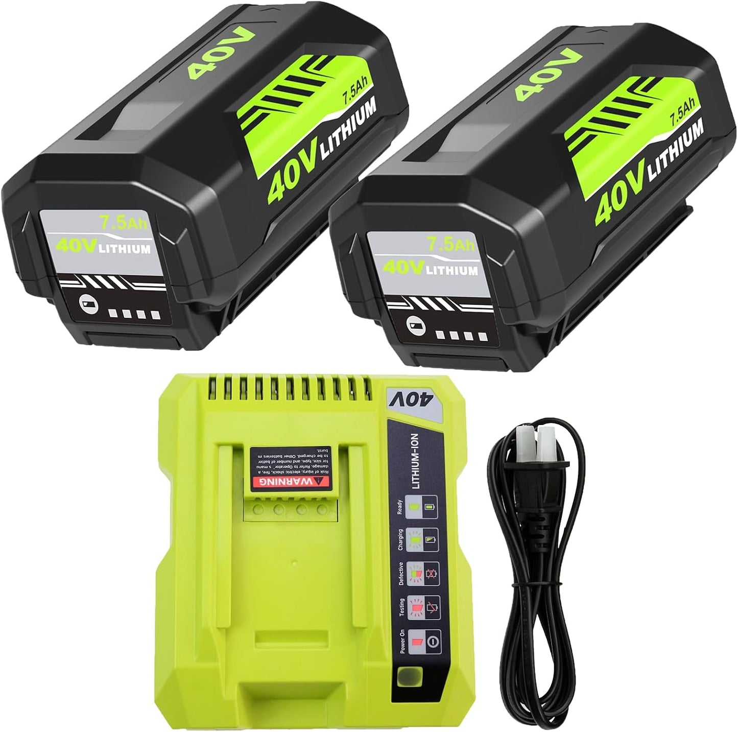 2 Baterías Ryobi 40V 7500mAh y Cargador OP401
