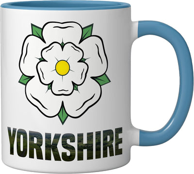 Taza cerámica con símbolo de Inglaterra Yorkshire White Rose UK azul/blanco