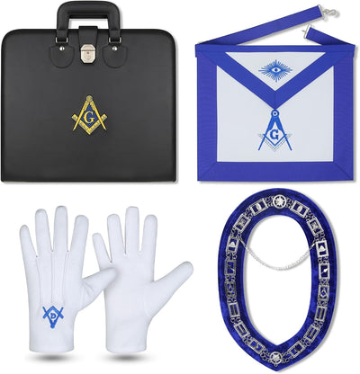 Set Aprón Masónico con Logo G y Guantes Bordados