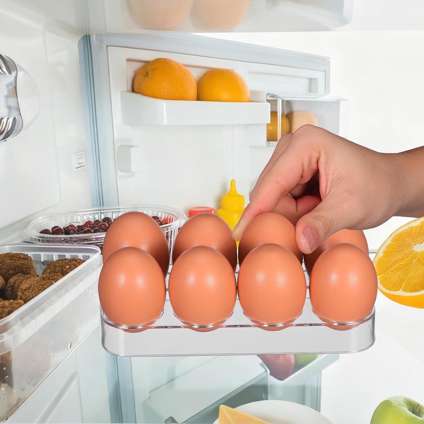 2 Soportes Huevos Reutilizables Bandeja Apilable 8 Ranuras
