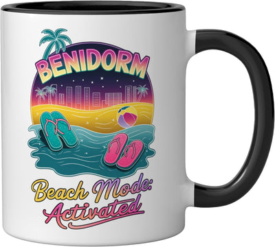 Taza cerámica Benidorm Beach Vacation Trips Negro/Blanco