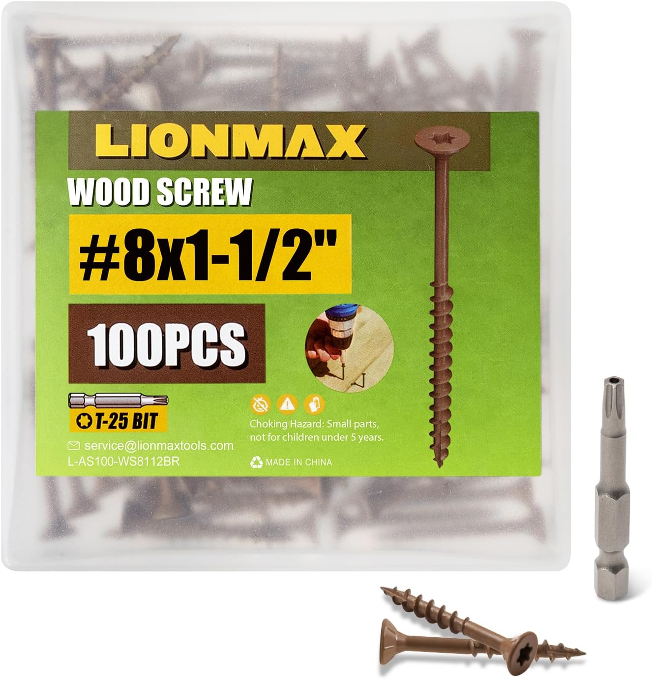 Tornillos madera 1-1/2pulg #8 x 1-1/2pulg 100uds resistentes