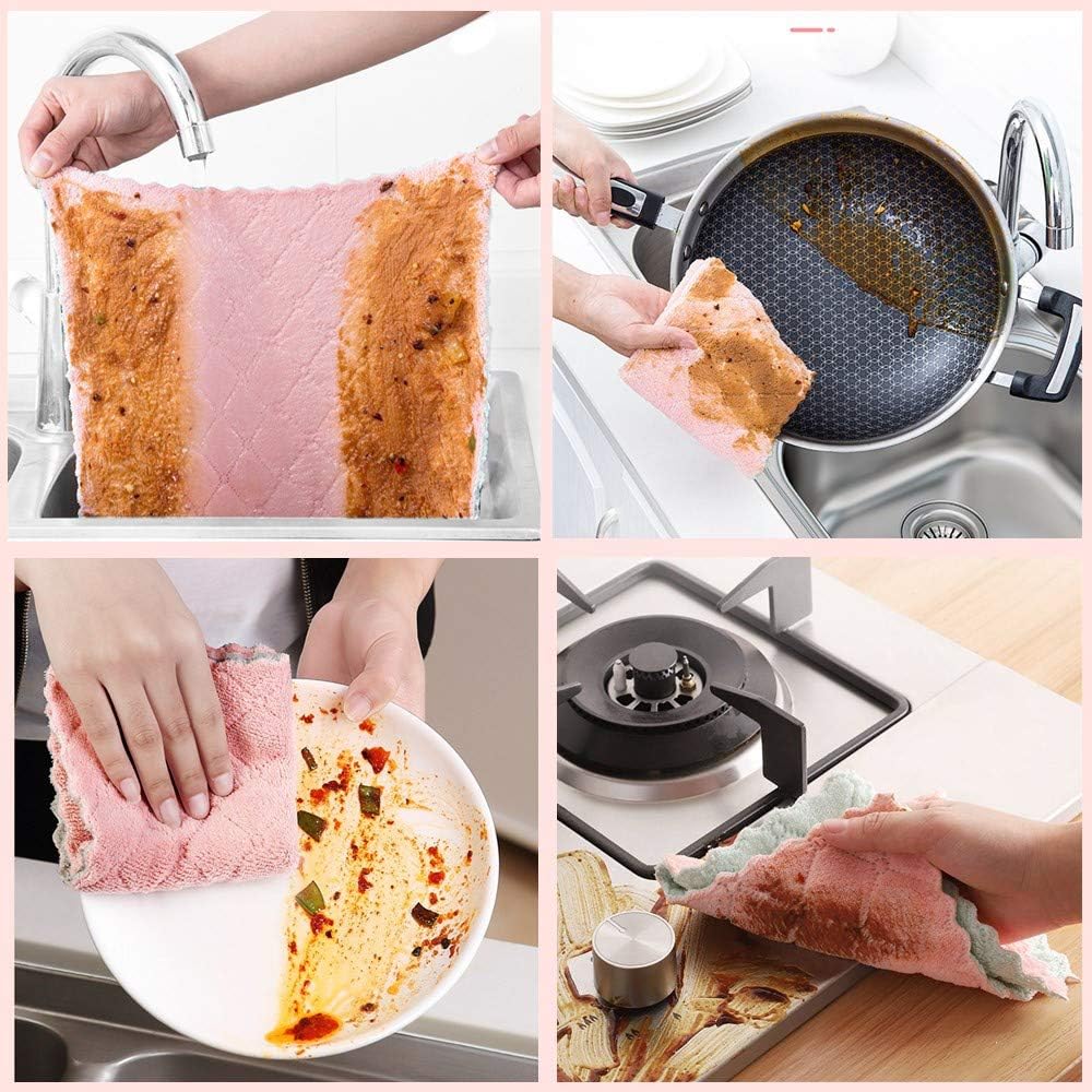 10 Pzas Paños Microfibra Doble Cara para Hogar Mesa Cocina