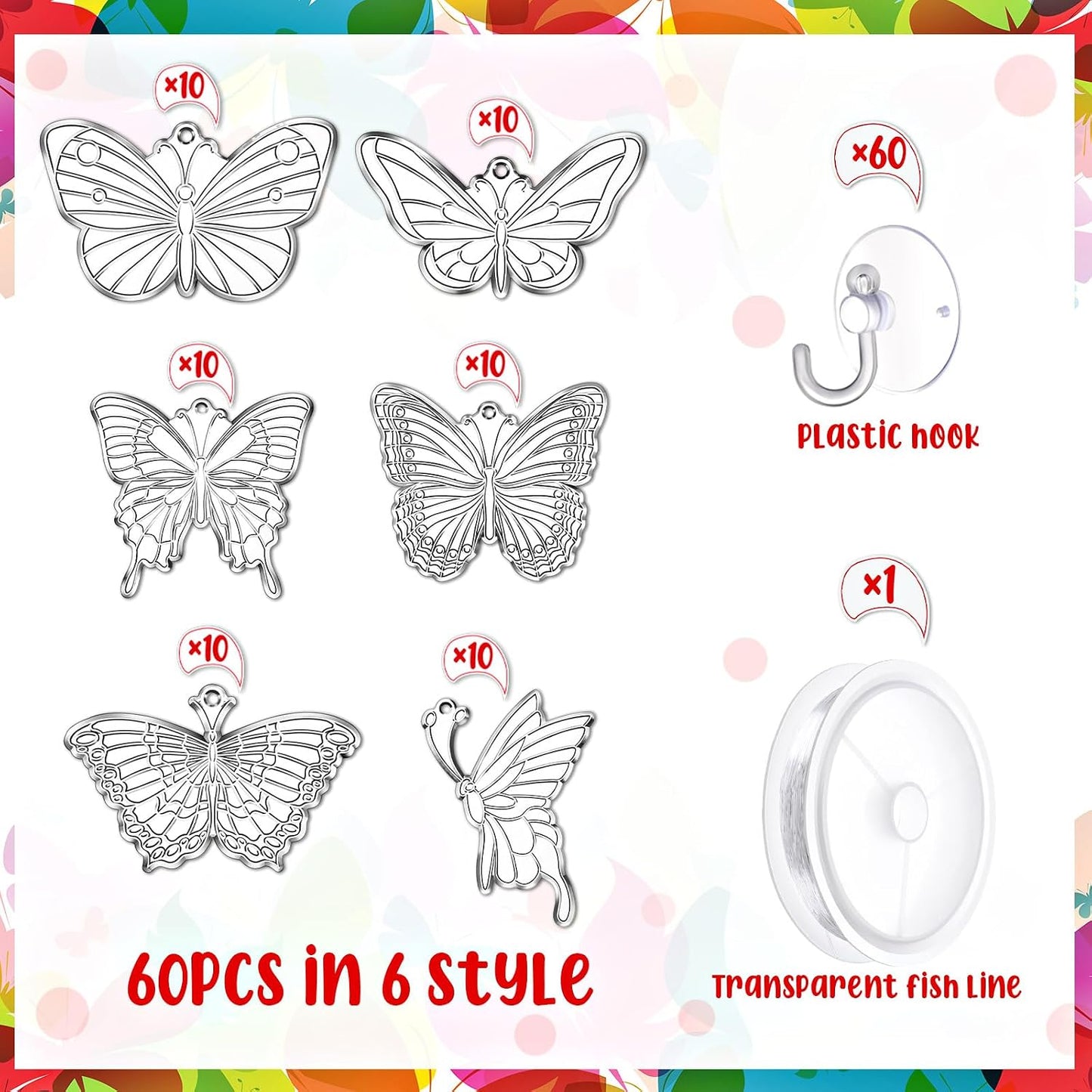 Set 60 Atrapasoles Mariposa Decoración Ventana Manualidades