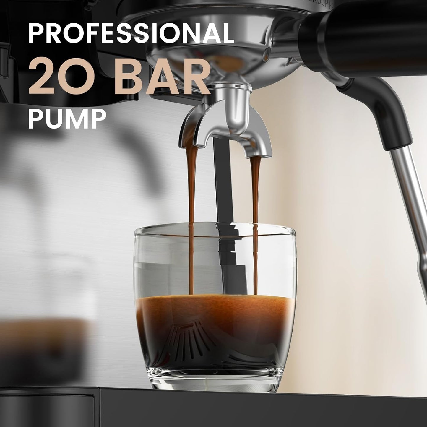 Máquina Espresso 20 Bar con Molinillo Espumador Leche