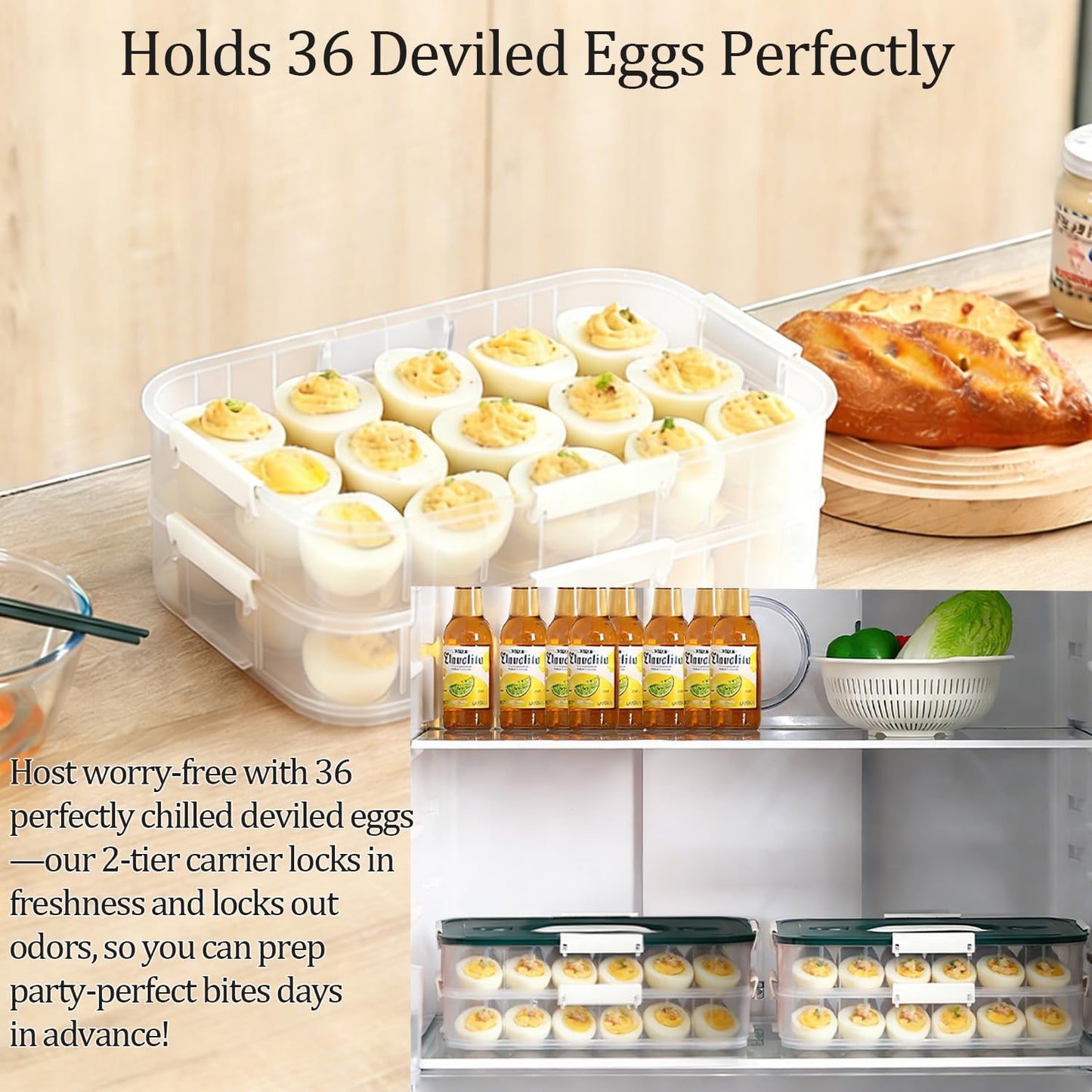 Contenedor huevos deviles doble capa 36uds con tapa verde