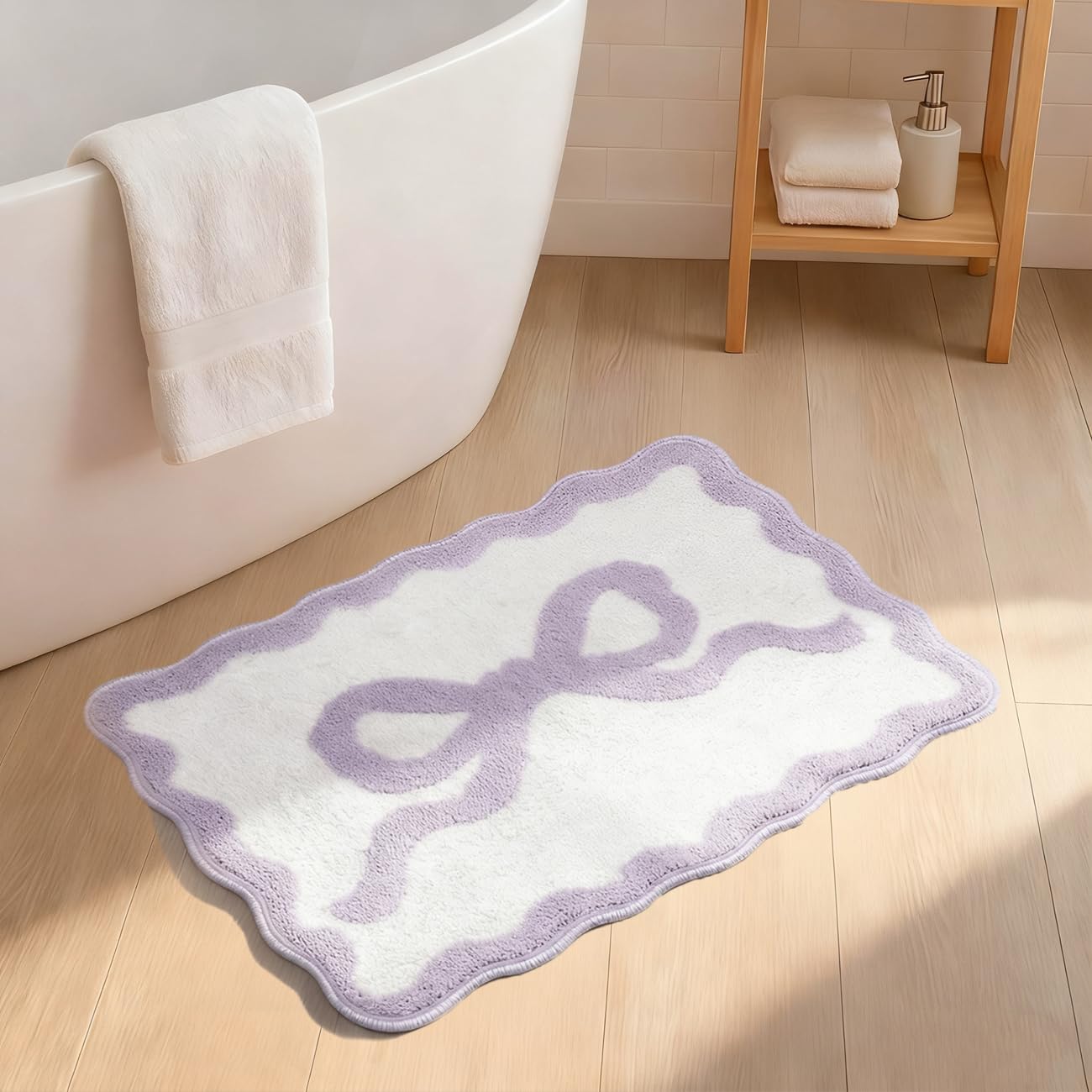 Alfombra baño microfibra antideslizante color morado 20x32pulg